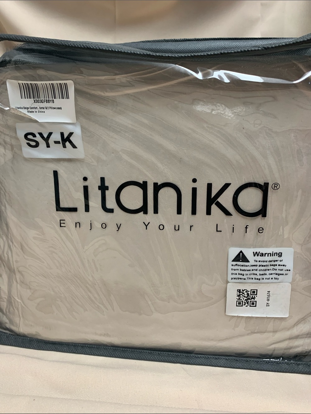 NWT Litanika King Comforter Bedding Set Beige Cream Neutral Cozy All-Season